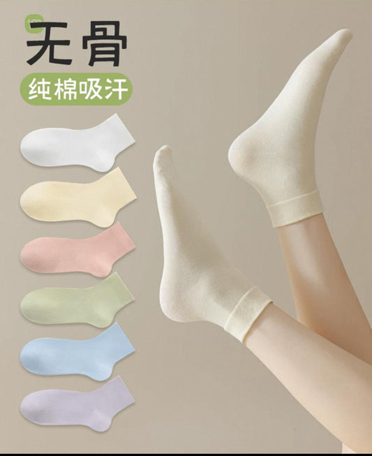 Ladies pastel colour breathable soft cotton socks